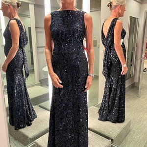 Leena for Mac Duggal Sequin Gown, Midnight Blue, Size 4